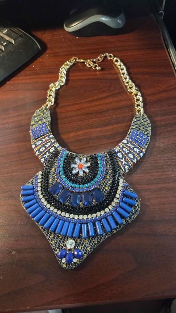 Handcrafted Egyptian-Style Beaded Bib Statement Collar Necklace vibrant colors